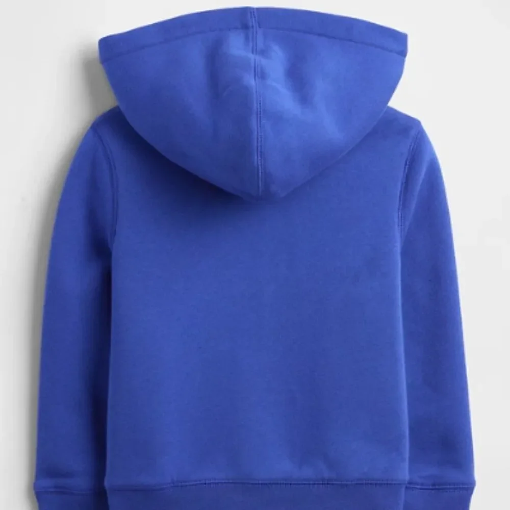 Gap Baby Front Logo Sherpa Lined Zip Hoodie Soft Cotton Fleece Winter Blue 2yrs